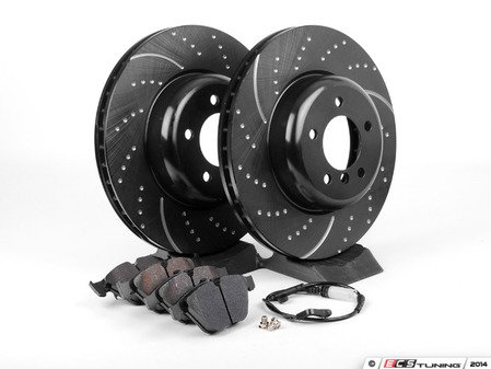 ES#2677960 - GD1390KT - Performance Front Brake Service Kit - Featuring ECS V5 cross-drilled & slotted rotors and ECS EP24 Enthusiast Performance pads - Assembled By ECS - BMW