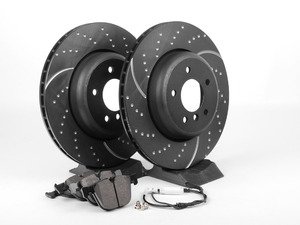 ES#2677959 - GD1219KT - Performance Rear Brake Service Kit - Featuring ECS V5 cross-drilled & slotted rotors and ECS EP24 Enthusiast Performance pads - Assembled By ECS - BMW