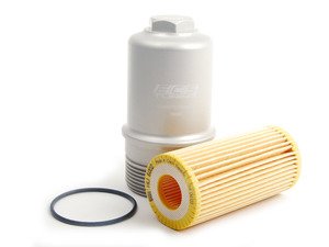 ES#2817036 - 06K115562KT6 - Silver Billet aluminum Oil filter housing - with filter - Hengst filter and silver anodized billet aluminum filter housing - Assembled By ECS - Audi Volkswagen