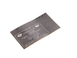ES#179163 - 64506916084 - Refrigerant Label - Long Version - R134a 415+/-10G. Corrected Version! - Genuine MINI - MINI