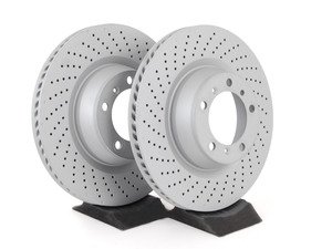 ES#2748103 - 99735240502KT2 - Rear Brake Rotors - Pair 13.78" (350mm) - Directional rear axle fitment - Both left and right - Zimmermann - Porsche
