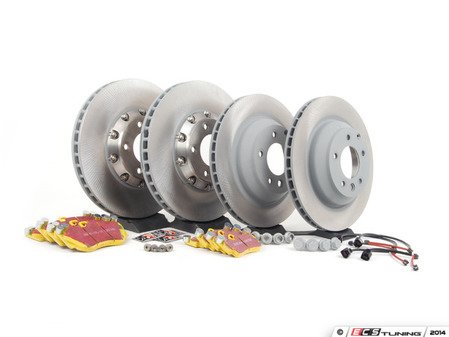 ES#2602322 - 95535140161PEKT - Performance Front & Rear Brake Service Kit - Featuring genuine Porsche rotors and EBC YellowStuff brake pads - Assembled By ECS - Porsche