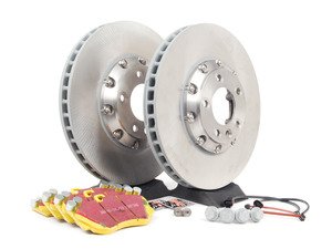 ES#2602320 - 95535140161FPKT - Performance Front Brake Service Kit - Featuring genuine Porsche rotors and EBC YellowStuff brake pads - Assembled By ECS - Porsche