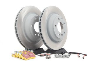 ES#2602339 - 95535240151RPKT - Performance Rear Brake Service Kit - Featuring genuine Porsche rotors and EBC YellowStuff brake pads - Assembled By ECS - Porsche