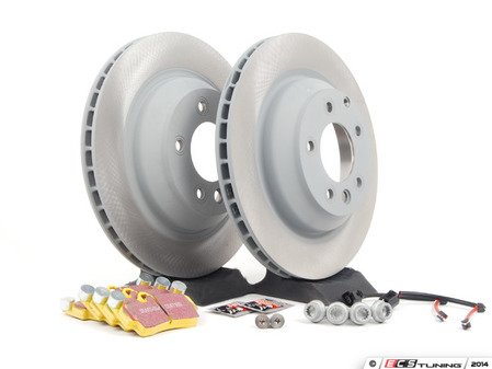 ES#2602339 - 95535240151RPKT - Performance Rear Brake Service Kit - Featuring genuine Porsche rotors and EBC YellowStuff brake pads - Assembled By ECS - Porsche
