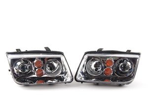 ES#2612387 - 1J5698001BG - OE HID Replica Projector Headlight Set - Chrome - Without fog lights, with amber turn signals - Depo - Volkswagen