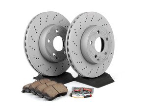 ES#2762504 - 0054201220KT1 - Front Brake Service Kit  - Featuring Zimmermann Rotors And Akebono-Euro Ceramic Pads - Assembled By ECS - Mercedes Benz