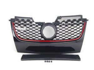 ES#2102438 - 1K0853651H - Honeycomb Grille - With GTI Badge - (NO LONGER AVAILABLE) - Black with red strip, includes European plate bracket - Bremmen Parts - 