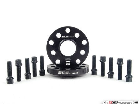 ES#2748259 - 35255571ECSWBKT -  ECS Wheel Spacer And Bolt Kit - 17.5mm With Black Ball Seat Bolts - Comes with everything you need to install spacers on two wheels - ECS - Audi Volkswagen
