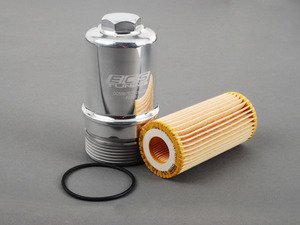 ES#2823207 - 06K115562KT7 - Polished Billet aluminum Oil filter housing - with filter - Genuine filter and black anodized billet aluminum filter housing - Assembled By ECS - Audi Volkswagen