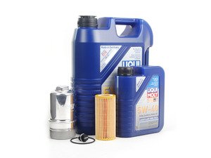 ES#2785340 - 06K115562SVCKT28 - Oil Service Kit - With Magnetic Drain Plug & Polished Billet Aluminum Oil Filter Housing - Includes Liqui-Moly 5W-40 Synthetic engine oil, Genuine Oil Filter and an ECS billet filter housing - Assembled By ECS - Volkswagen