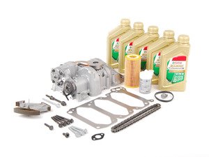 ES#2804849 - 06D103295SKT - Oil Pump Service Kit - Includes balance shaft deleted oil pump assembly, drive chain, tensioner, and hardware. Price includes a $390 refundable core charge. - Assembled By ECS - Audi Volkswagen