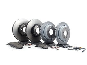 ES#2586856 - 34116767059KT2 - Front & Rear Brake Service Kit - Featuring Brembo Brake Rotors and ECS DD23 Daily Driver Ceramic Pads - Assembled By ECS - BMW