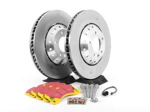 ES#2602555 - 95835140350FPKT - Performance Front Brake Service Kit - Featuring genuine Porsche rotors and EBC YellowStuff brake pads - Assembled By ECS - Porsche