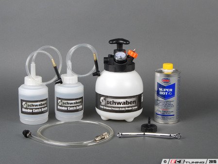 ES#2765516 - 007091ECS02KT - Brake Fluid Flush Kit - Level 2 - Includes a Schwaben European Pressure Bleeder & Catch Bottles, Schwaben Bleeder Wrench, and 1 liter of Pentosin Super DOT4 brake fluid - Assembled By ECS - Audi BMW Volkswagen MINI Porsche