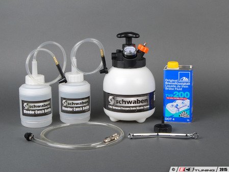 ES#2765517 - 007091ECS03KT - Performance Brake Fluid Flush Kit - Level 3 - Includes a Schwaben European Pressure Bleeder & Catch Bottles, Schwaben Bleeder Wrench, and 1 liter of Ate TYP 200 brake fluid - Assembled By ECS - Audi BMW Volkswagen MINI Porsche