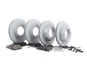 ES#2597895 - 95135104100PERKT - Performance Front & Rear Brake Service Kit - Featuring Zimmerman Z-Coated rotors and Hawk HPS brake pads  - Assembled By ECS - Porsche