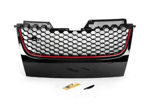 ES#2562350 - 1K1853653BRO - Honeycomb Grille - Badgeless - Standard GTI style badgeless grille with red stripe - JOM - Volkswagen