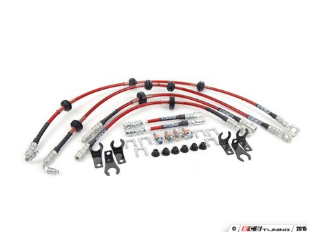 ES#823 - MK4SSVCDOTBLK - Exact-Fit Stainless Steel Brake Lines - Complete Kit - This complete DOT brake line kit covers the front, mid and rear brake lines for shorter, more consistent stops - ECS - Volkswagen
