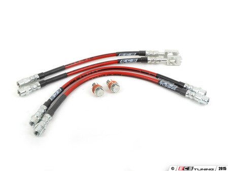 ES#2748076 - D2A8SSBLKKT1 - Front & Rear Exact-Fit Stainless Steel Brake Lines - Kit - Complete set of DOT-compliant lines for an improved pedal feel - ECS - Audi