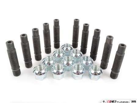 ES#2817094 - 001467ecs01KT6 - 56mm Lug Stud Conversion Kit - Set of 10 - Make wheel changes faster and easier - Includes studs and nuts for two wheels - ECS - Volkswagen Porsche