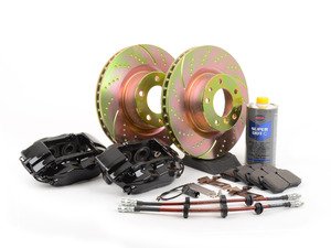 ES#2771537 - 34111161177KT2 - OE 4 Piston Front Big Brake Kit (324x30) - Upgrade your brakes with this bolt on and go solution, featuring Brembo 4 piston calipers and ECS V5 drilled and slotted rotors. - Assembled By ECS - BMW