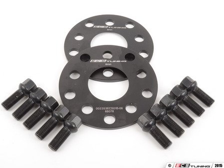 ES#2748244 - ECS10242KTWBLTKT -  ECS Wheel Spacer And Bolt Kit - 6mm With Black Ball Seat Bolts - Comes with everything you need to install spacers on two wheels - ECS - Audi Volkswagen
