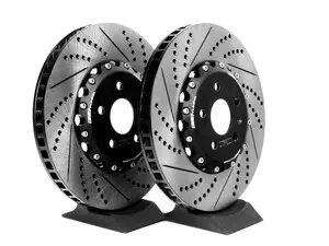 Front Cross-Drilled & Slotted 2-Piece Semi-Floating Brake Rotors - Pair (345x30)