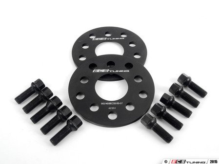 ES#2748187 - ECS10611KTWB1 - ECS Wheel Spacer & Bolt Kit - 7mm With Black Ball Seat Bolts - Includes everything you need to install spacers on two wheels - ECS - Audi Volkswagen