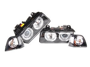 ES#251501 - FKFS017-2KT - Angel Eye Headlights With Indicators - Smoked - (NO LONGER AVAILABLE) - Improve lighting & aesthetics with this Euro headlight kit with angel eyes - FK - 