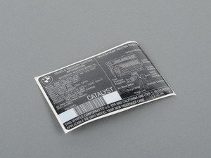ES#184846 - 71212122365 - Emissions Label - Located under the hood - Genuine BMW - BMW