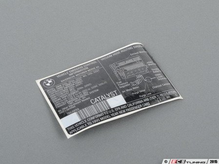 ES#184846 - 71212122365 - Emissions Label - Located under the hood - Genuine BMW - BMW