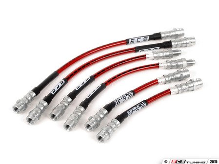 ES#1162 - B5QSSBLK - Front & Rear Exact-Fit Stainless Steel Brake Lines - Kit - Complete set of DOT-compliant lines for an improved pedal feel - ECS - Audi