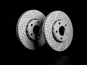 ES#2189751 - 8E0615301QKT7 - Front Cross Drilled & Slotted Brake Rotors - Pair (288x25) - (NO LONGER AVAILABLE) - Featuring GEOMET protective coating - ECS - 