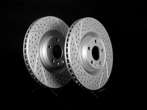 ES#2189763 - 8E0301TXSGMTLRA - Front Cross Drilled & Slotted Brake Rotors - Pair (345x30) - (NO LONGER AVAILABLE) - Featuring GEOMET protective coating. - ECS - 