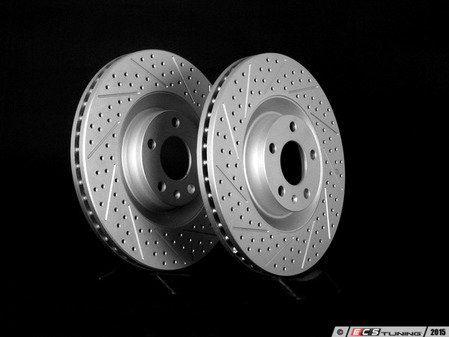 ES#2189763 - 8E0301TXSGMTLRA - Front Cross Drilled & Slotted Brake Rotors - Pair (345x30) - (NO LONGER AVAILABLE) - Featuring GEOMET protective coating. - ECS - 