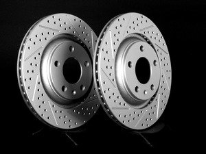 ES#2538855 - 8E0601RXSLRKT - Rear Cross Drilled & Slotted Brake Rotors - Pair (300x22) - (NO LONGER AVAILABLE) - Featuring GEOMET protective coating - ECS - 