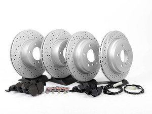 ES#2817042 - 6854998xskt1KT - Performance Front & Rear Brake Service Kit - Featuring ECS GEOMET cross drilled and slotted rotors and Hawk HPS pads - Assembled By ECS - 