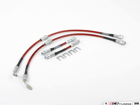 ES#5185 - ECSR32BLK - Exact-Fit Stainless Steel Brake Lines - Kit - Set of four lines does all the rubber hoses on car. Includes new OEM spring retaining clips. - ECS - Volkswagen