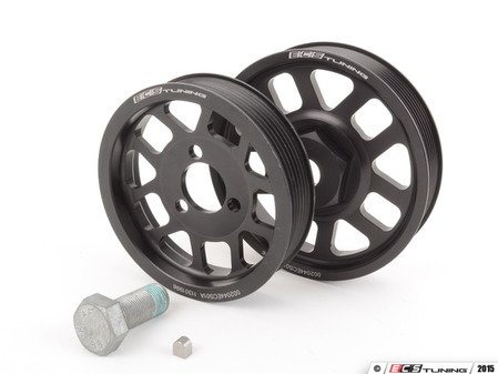 ES#2837 - VR612VPSKIT MK3 - ECS Lightweight Pulley Kit - Black - Includes lightweight crank & power steering pulleys, new key way & OEM crank bolt - ECS - Volkswagen