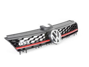 ES#2737892 - 5GM853651HBTU - GTI Lighting Package Grille - With Red Strip - (NO LONGER AVAILABLE) - Satin black honeycomb with "Tornado Red" strip and "VW" and "GTI" badges - Genuine Volkswagen Audi - 
