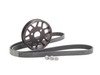ES#2804227 - 003042ECS01KT2 - Aluminum Power Steering Pulley Kit - Finally, a durable power steering pulley that won't break! Includes durable ECS Aluminum Power Steering Pulley, three retaining bolts and a Continental power steering belt. - Assembled By ECS - BMW