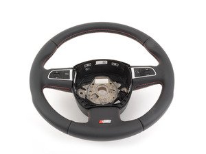 ES#450701 - 8K0419091BFWJL - Multi Function Steering Wheel - Red Stitching  - 3-Spoke, perforated leather sports steering wheel - Genuine Volkswagen Audi - Audi