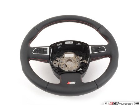 ES#450701 - 8K0419091BFWJL - Multi Function Steering Wheel - Red Stitching  - 3-Spoke, perforated leather sports steering wheel - Genuine Volkswagen Audi - Audi