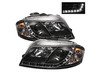 ES#2842083 - YDAA306DRLBK - Halogen Projector Headlight Set - Black - Features lower LED strip - Spyder - Audi