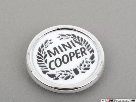 ES#2543402 - 51142222732 - MINI Laurel Grille Badge - White / Black - (NO LONGER AVAILABLE) - Classic style badge for your new MINI - Genuine MINI - 