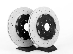 ES#11126 - 8E0615301ABKT - Front Cross Drilled 2-Piece Brake Rotors - Pair (365x34) - Restore the stopping power in your vehicle. - Genuine Volkswagen Audi - Audi