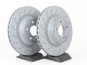 ES#2581365 - 2114231112KT5 - Rear Brake Rotors - Pair (330 X 26 mm) - Cross drilled and vented rear brake rotors - Zimmermann - Mercedes Benz