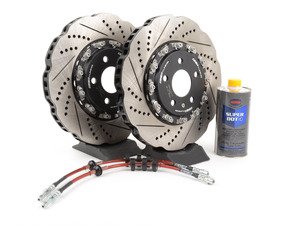 ES#2855151 - 003523KT01AKT - Front Brake Kit - Stage 1 - 2-Piece Tru-Float Scalloped Rotors (345x30) - Upgrade your brake system with 2-piece scalloped rotors and stainless steel lines - ECS - Audi