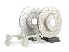 ES#8708 - 1K0698000 - Front Big Brake Kit - Cross Drilled & Slotted GEOMET Rotors (312x25) - Upgrade from 288mm to 312mm rotors. Reuses factory calipers, pads, and hardware! - Assembled By ECS - Volkswagen